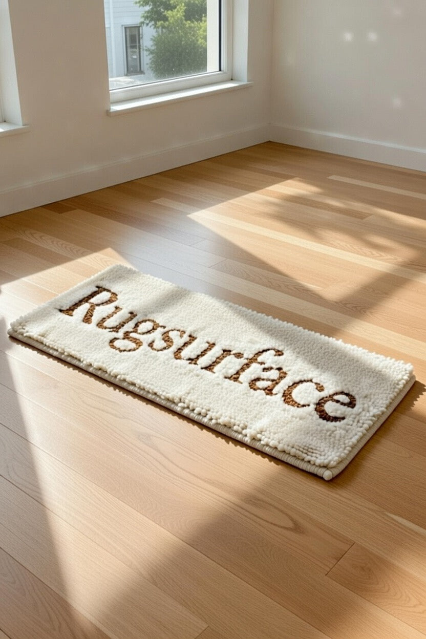 Minimalist “Rugsurface” Tufted Rug – Cream & Brown Statement Runner